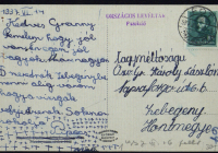 Semsey Zsuzsa (Suzy, Pipacs) képes levelezőlapja Apponyi Franciskának Zebegénybe, 1937. június 15.